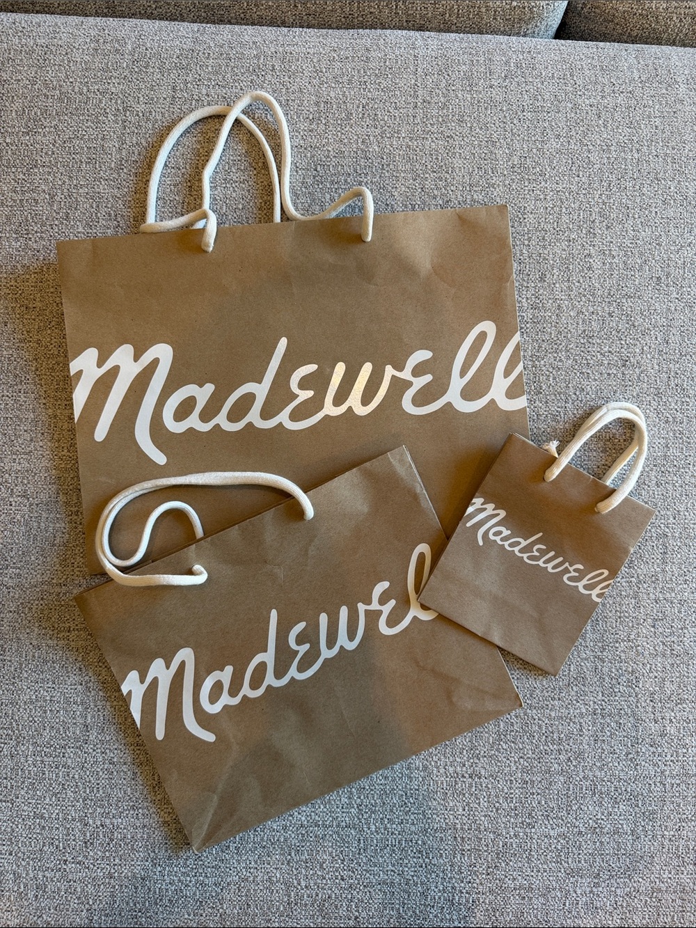 Madewell Tan Kraft Logo Shopping Bags - Set of 3